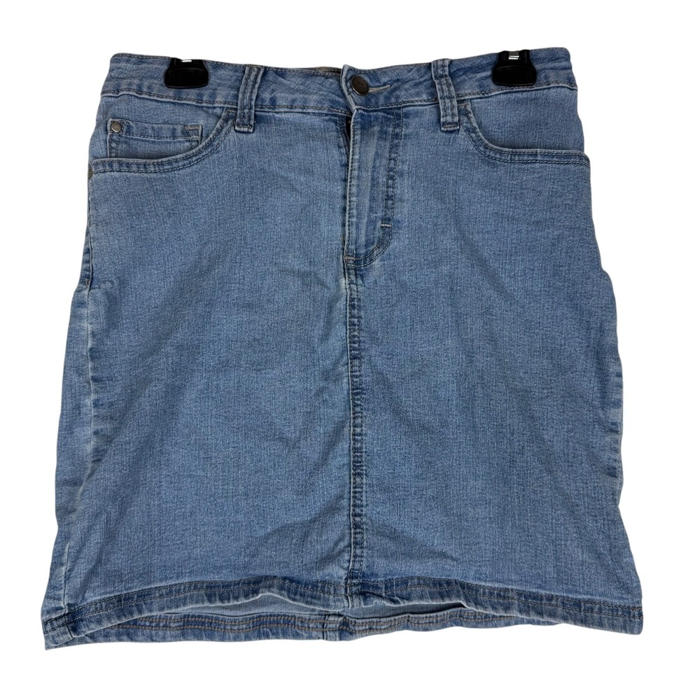 Lee Riders Skirt Skort Womens 8M Blue Stretch Denim Stretch Mid Rise Medium Wash